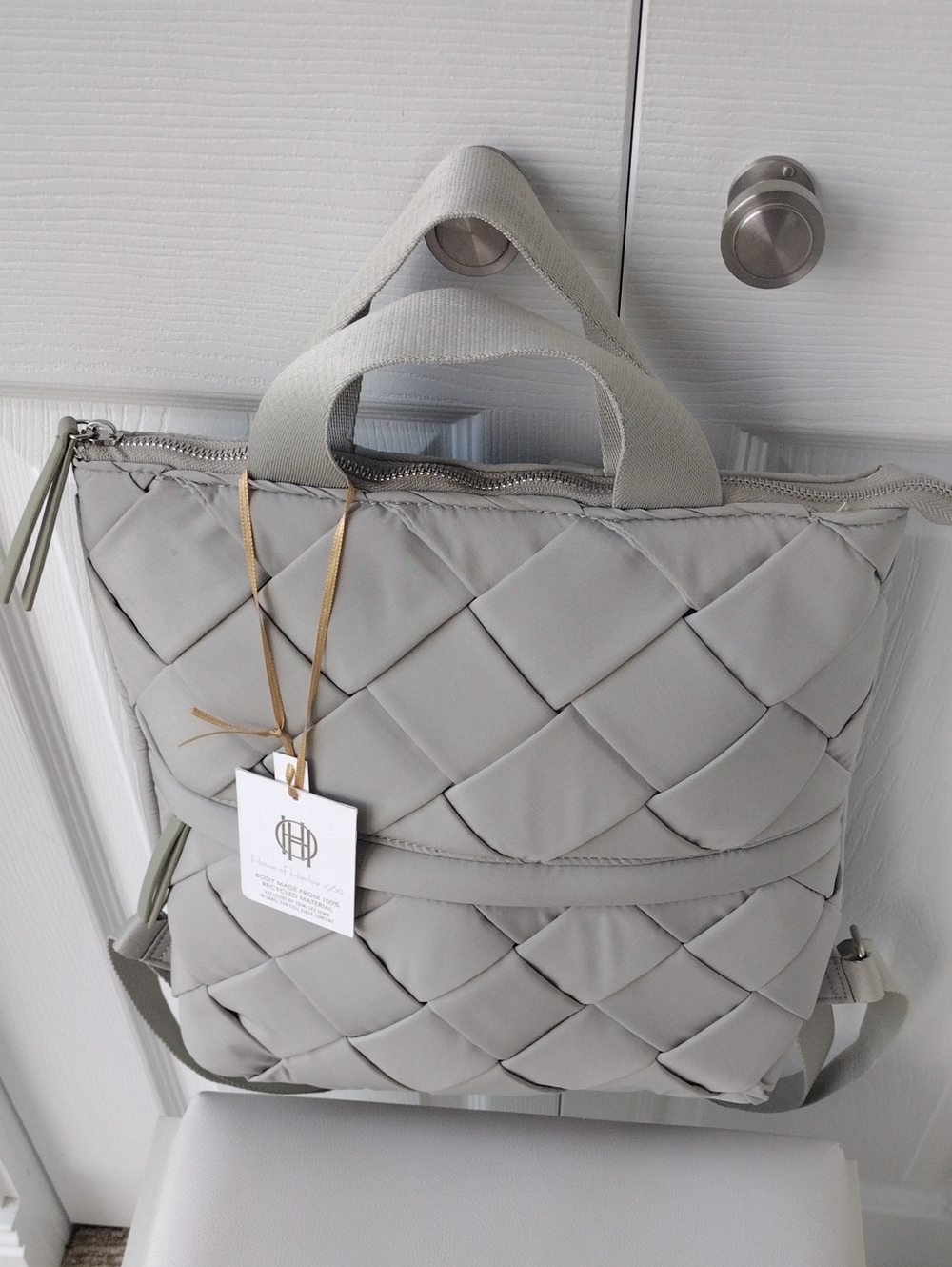 House Of Harlow Quilted Light Gray Women’s Backpack